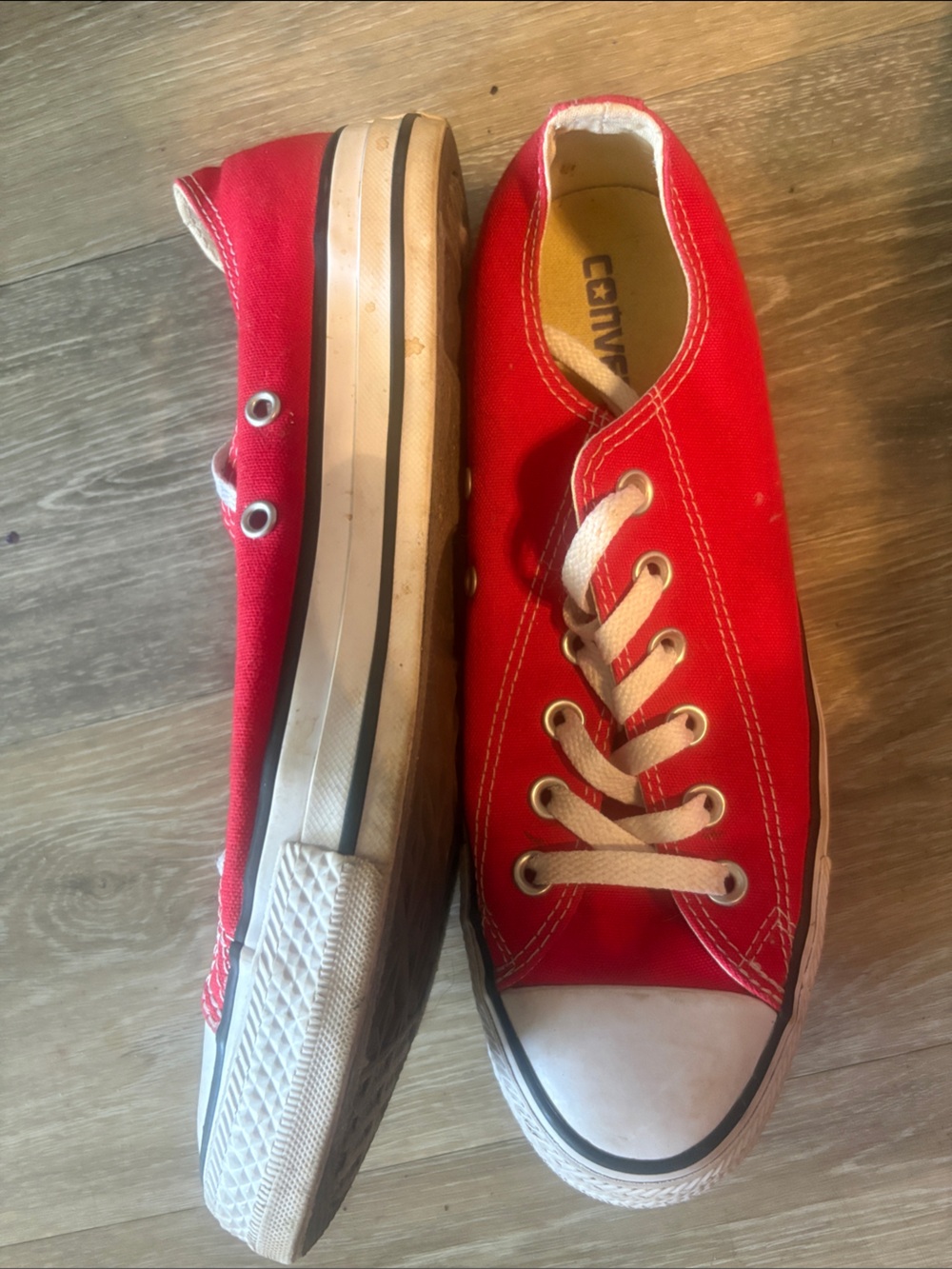 Women’s Red Canvas Low-Top Lace-Up Sneakers - Picture 2 of 5